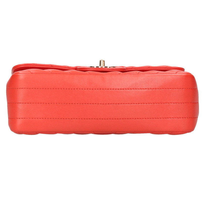 CHANEL Chevron Lambskin Chain Shoulder Bag Red Size Multi