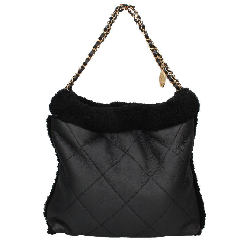 CHANEL 22 Small Boa Trim Leather Shoulder Bag Size ONE SIZE