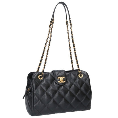 CHANEL Grained Shiny Calfskin Bowling Bag Size ONE SIZE
