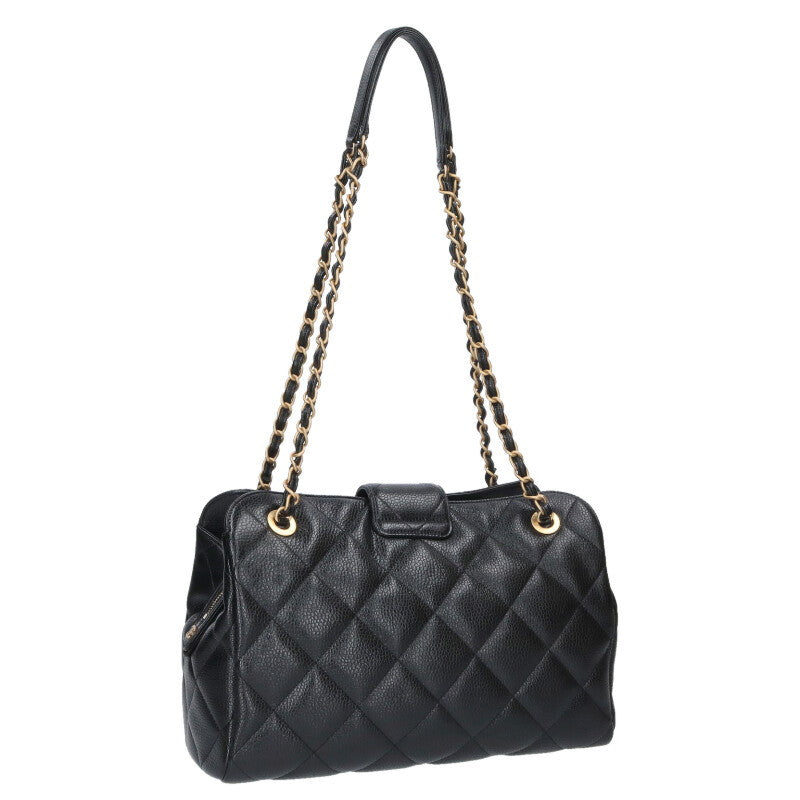 CHANEL Grained Shiny Calfskin Bowling Bag Size ONE SIZE