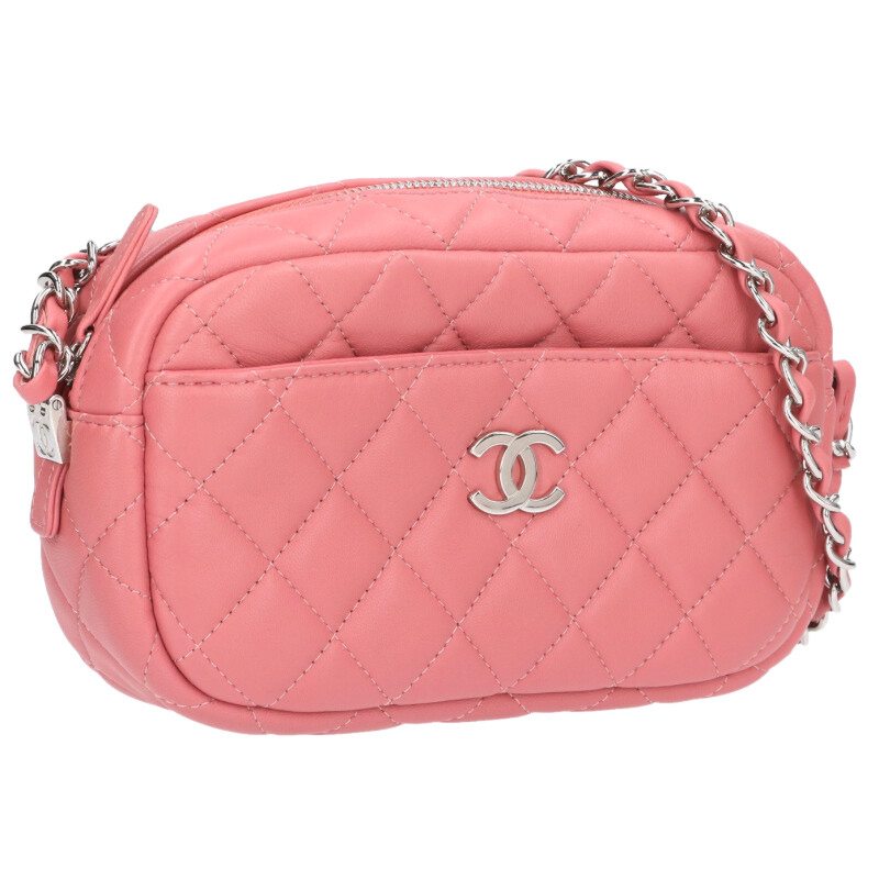 CHANEL Lambskin CC Chain Shoulder Bag Pink & Size ONE SIZE