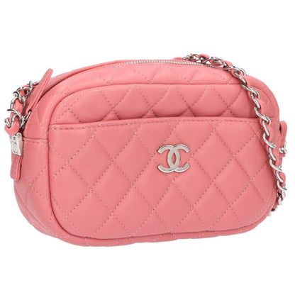 CHANEL Lambskin CC Chain Shoulder Bag Pink & Size ONE SIZE