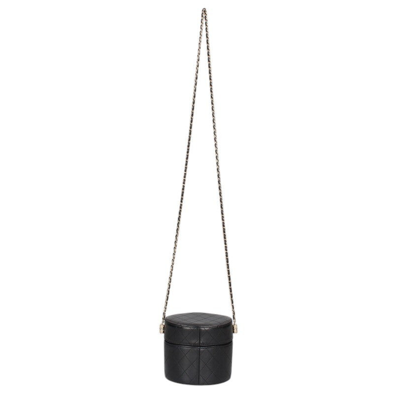 CHANEL Lambskin Chain Vanity Bag Black & Gold Size ONE SIZE