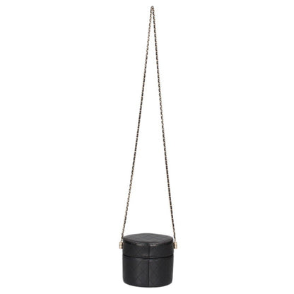 CHANEL Lambskin Chain Vanity Bag Black & Gold Size ONE SIZE