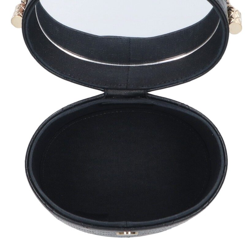 CHANEL Lambskin Chain Vanity Bag Black & Gold Size ONE SIZE