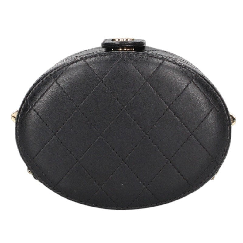 CHANEL Lambskin Chain Vanity Bag Black & Gold Size ONE SIZE