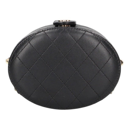 CHANEL Lambskin Chain Vanity Bag Black & Gold Size ONE SIZE