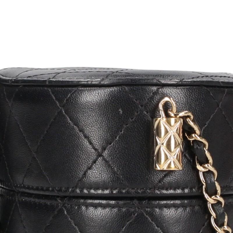 CHANEL Lambskin Chain Vanity Bag Black & Gold Size ONE SIZE
