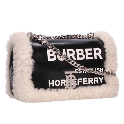 Burberry TB Logo Shearling Trim Chain Shoulder Size ONE SIZE