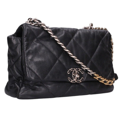 CHANEL 19 Lambskin Chain Shoulder Bag Black & Size ONE SIZE