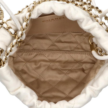 CHANEL AS3980 22 Mini Calfskin Chain Bag White Size ONE SIZE