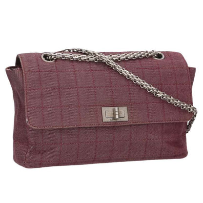 CHANEL 2.55 Chocolate Bar Canvas Chain Bag Size ONE SIZE