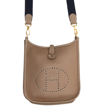 HERMES Evelyne TPM Etoupe Leather SH Bag GHW Size ONE SIZE