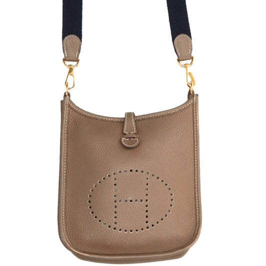 HERMES Evelyne TPM Etoupe Leather SH Bag GHW Size ONE SIZE