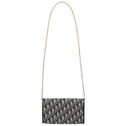 DIOR Bobby Oblique Chain Wallet Navy/Gold Size ONE SIZE