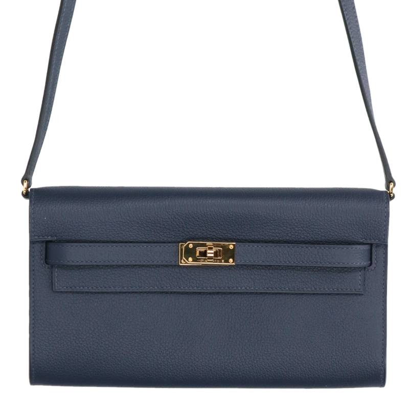 HERMES Kelly Wallet Long To Go Evercolor GHW Size ONE SIZE