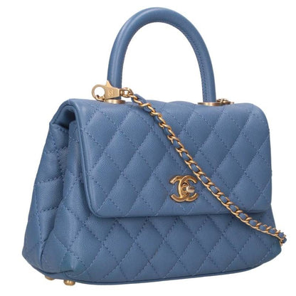 CHANEL Coco Handle XS Caviar Skin Blue/Gold Size ONE SIZE
