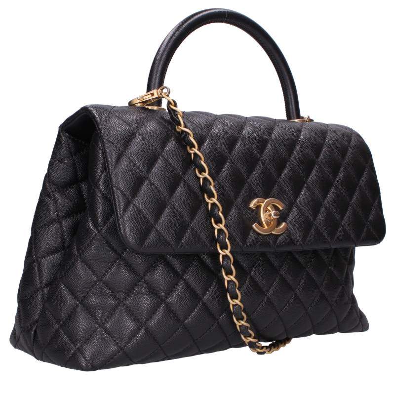 CHANEL Coco Handle 33 Caviar Skin Black/Gold Size ONE SIZE