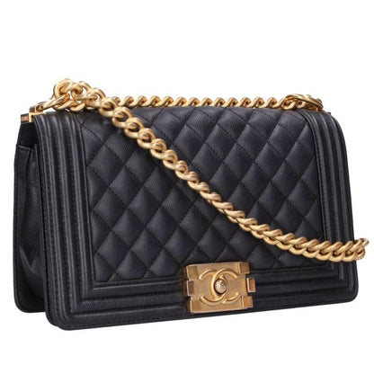 CHANEL Boy Chanel Caviar Skin Chain Shoulder Bag Size 25