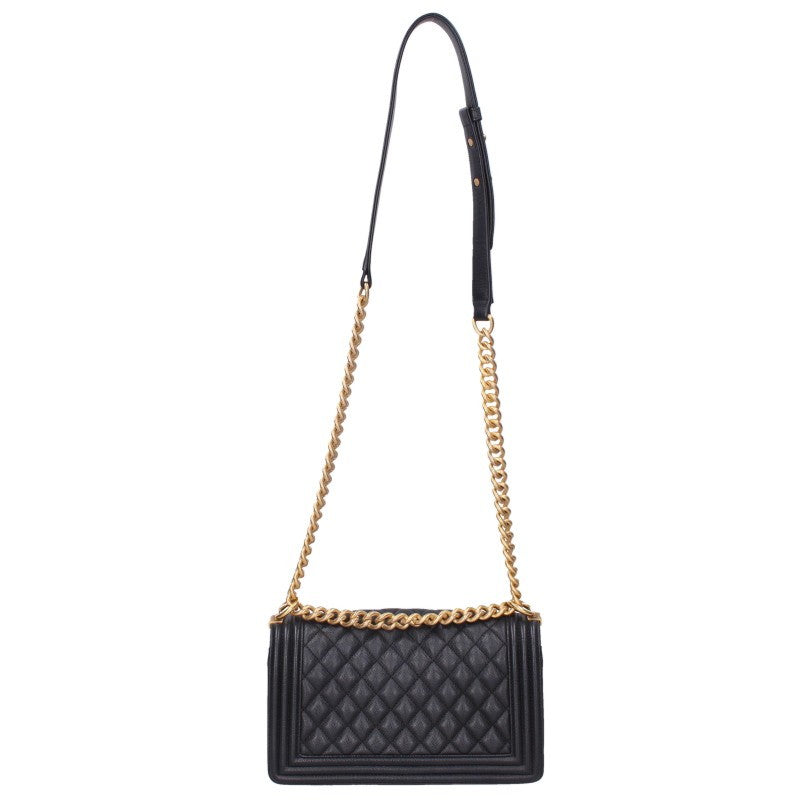 CHANEL Boy Chanel Caviar Skin Chain Shoulder Bag Size 25