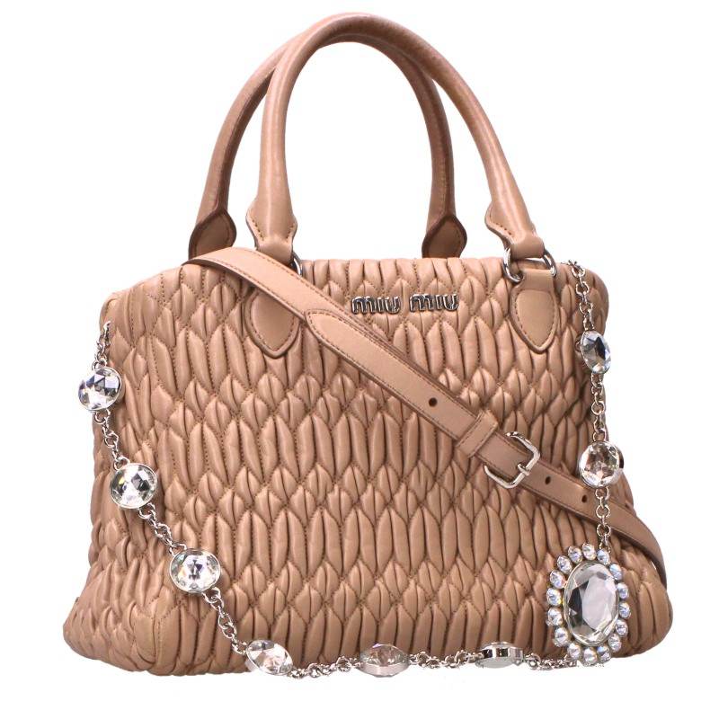 MIUMIU Crystal Chain Leather Shoulder Bag Size ONE SIZE