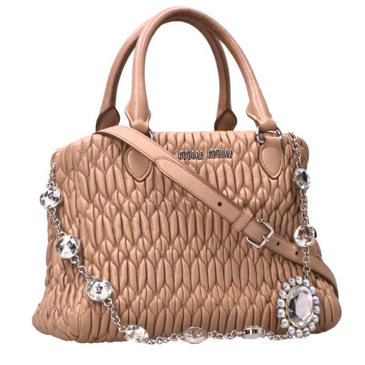 MIUMIU Crystal Chain Leather Shoulder Bag Size ONE SIZE