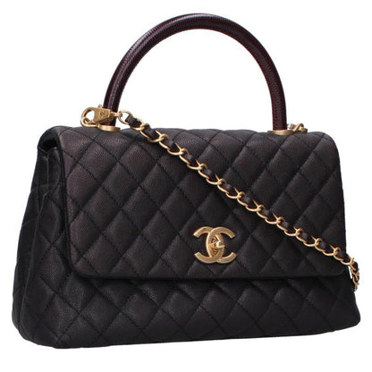 CHANEL Coco Handle 29 Caviar Skin Chain Shoulder Bag Size 29