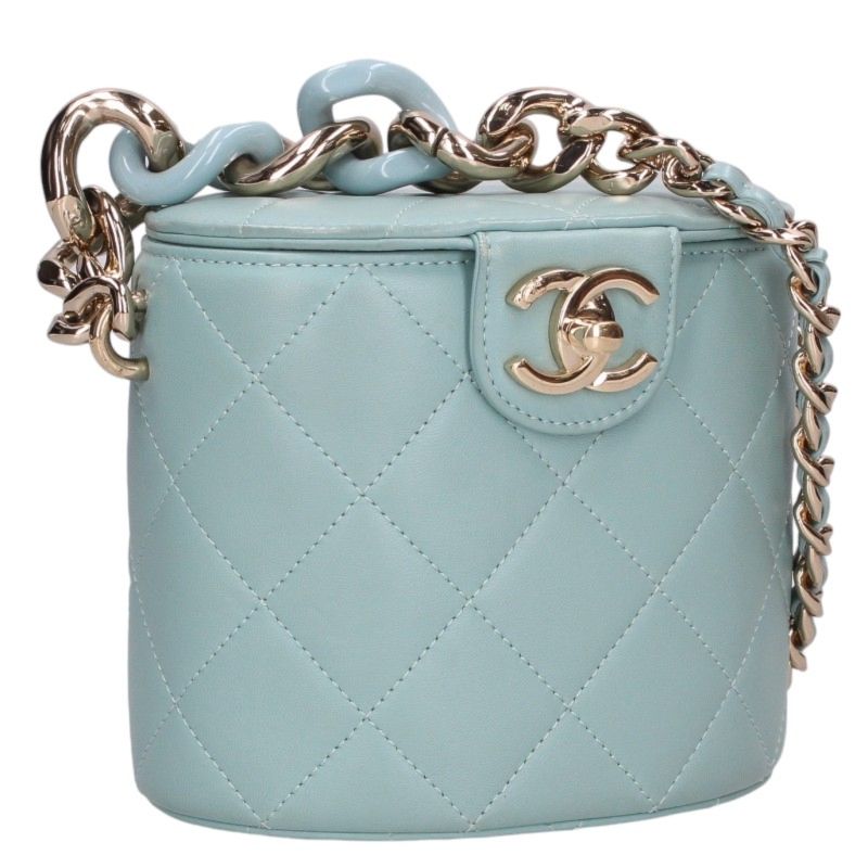CHANEL Matelasse Lambskin Chain Bag Green Size ONE SIZE