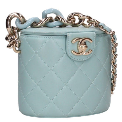CHANEL Matelasse Lambskin Chain Bag Green Size ONE SIZE
