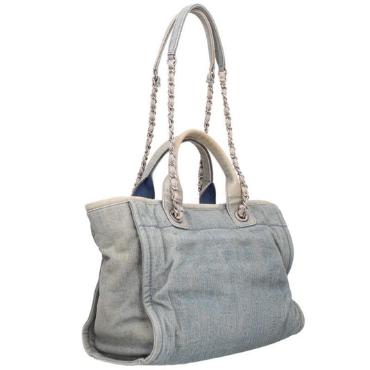 CHANEL Deauville Denim Silver HW 2WAY Chain Bag Multi