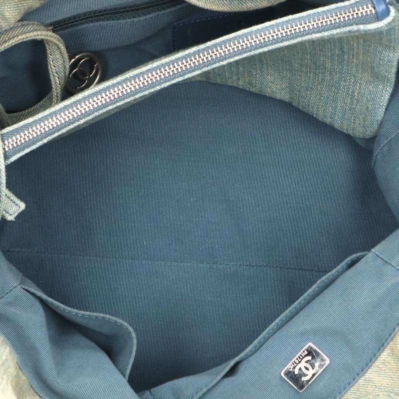 CHANEL Deauville Denim Silver HW 2WAY Chain Bag Multi