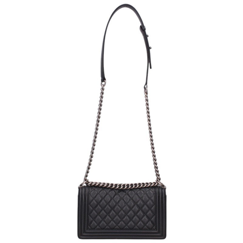 CHANEL Boy Chanel 25 Caviar Skin Chain Shoulder Bag Size 25