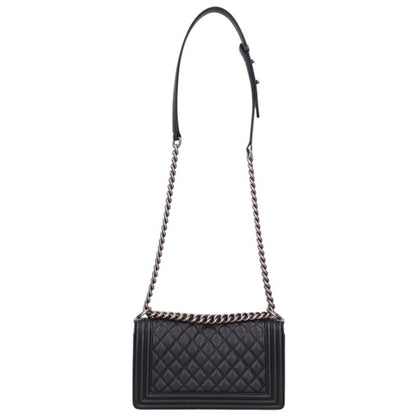 CHANEL Boy Chanel 25 Caviar Skin Chain Shoulder Bag Size 25