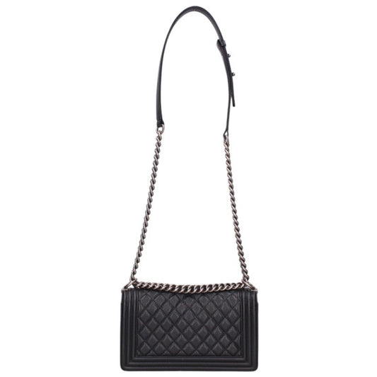 CHANEL Boy Chanel 25 Caviar Skin Chain Shoulder Bag Size 25