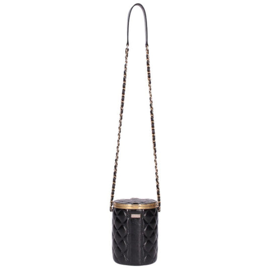 CHANEL Vanity Lambskin Chain Black Gold Shoulder Bag