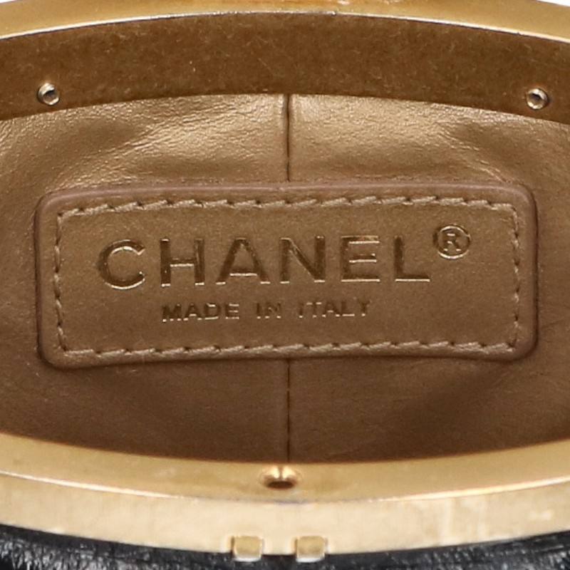 CHANEL Vanity Lambskin Chain Black Gold Shoulder Bag
