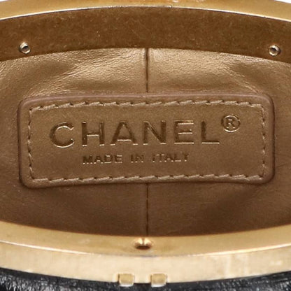 CHANEL Vanity Lambskin Chain Black Gold Shoulder Bag