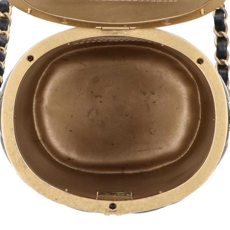 CHANEL Vanity Lambskin Chain Black Gold Shoulder Bag