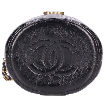 CHANEL Vanity Lambskin Chain Black Gold Shoulder Bag