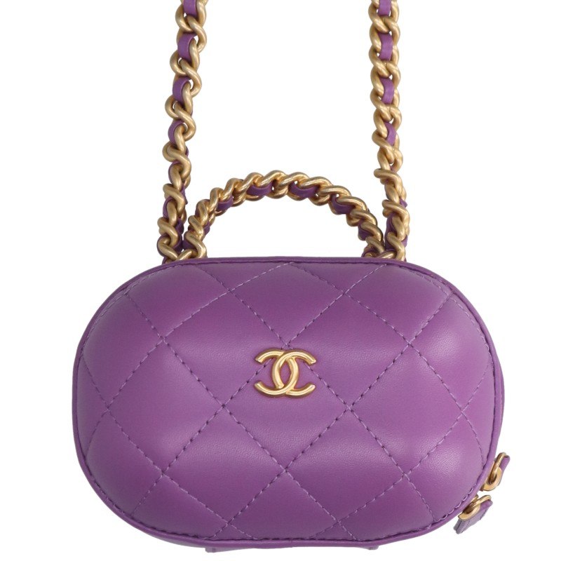 CHANEL AP2699 Lambskin Chain Purple Gold Shoulder Bag Size ONE SIZE