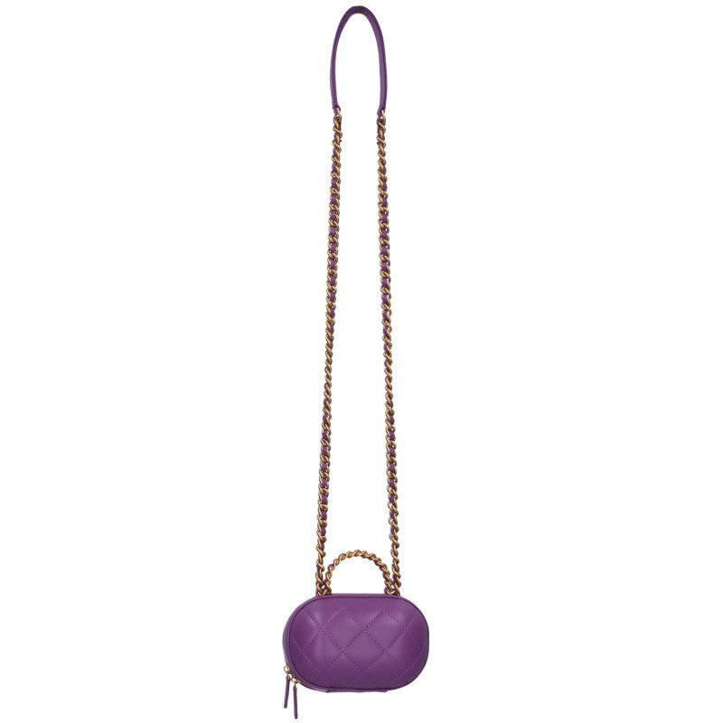 CHANEL AP2699 Lambskin Chain Purple Gold Shoulder Bag Size ONE SIZE