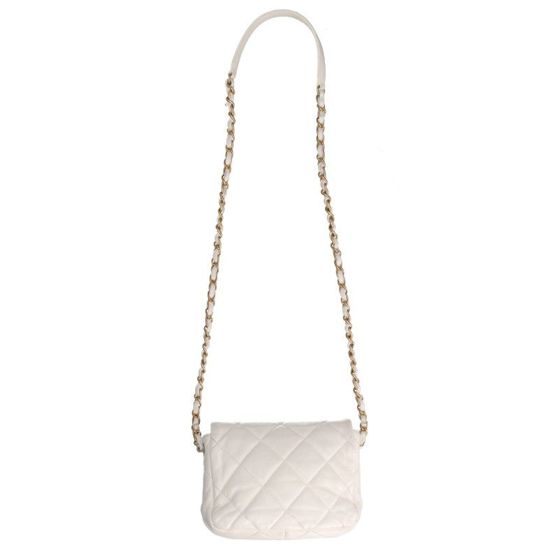 CHANEL AS3979 Heart Lock Chain White Gold Shoulder Bag Size ONE SIZE