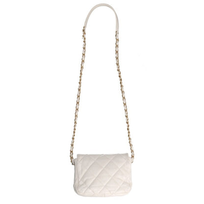 CHANEL AS3979 Heart Lock Chain White Gold Shoulder Bag Size ONE SIZE