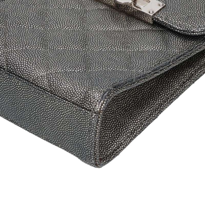 CHANEL Grey Silver Caviar Shoulder Bag