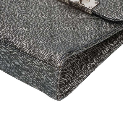 CHANEL Grey Silver Caviar Shoulder Bag