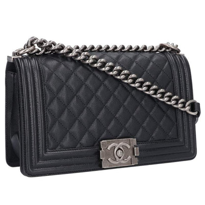 CHANEL Boy Chanel 25 Caviar Chain Shoulder Bag Multi Size 25