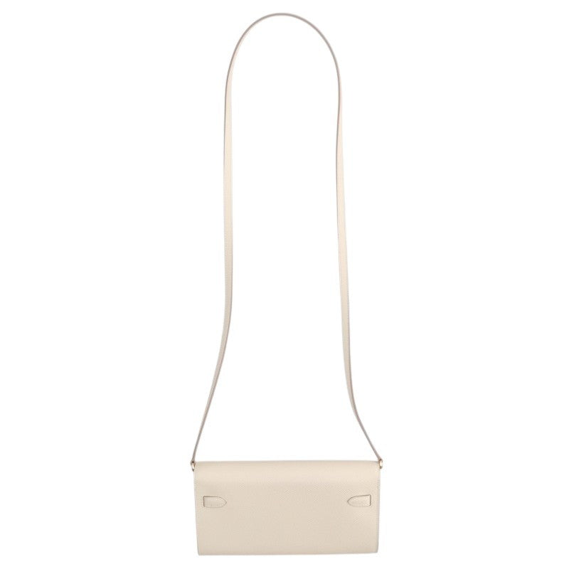 HERMES Kelly Wallet To Go Veau Bag Craie
