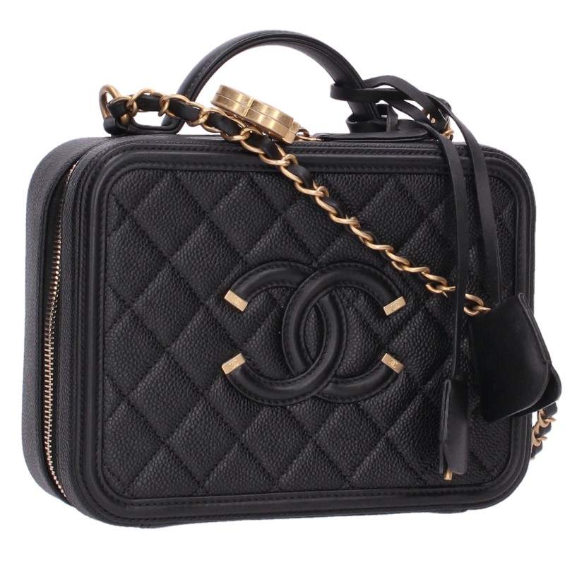 CHANEL CC Filigree Caviar Skin Bag Black/Gold Size ONE SIZE