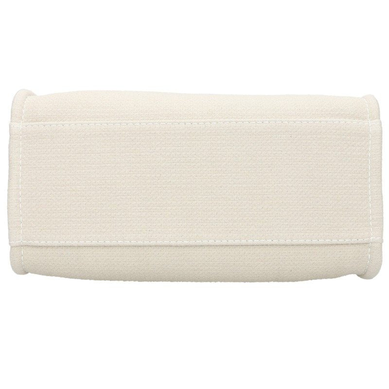 CHANEL Deauville 2-Way Chain Canvas Bag Beige Size MM