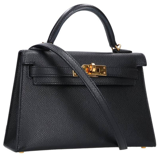HERMES Mini Kelly Veau Epsom x Gold Shoulder Bag